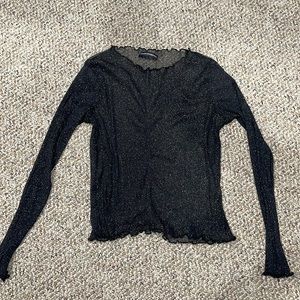 Brandy Melville See through sparkly black long sleeve